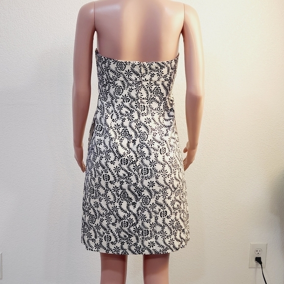 J. Crew Ella Strapless White & Black Floral Shift Cotton Blend Dress Size: 6 - Picture 8 of 16